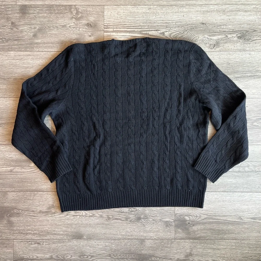 Polo Ralph Lauren Men’s Cable-Knit Wool-Cashmere Sweater Black XXL Quiet Luxury